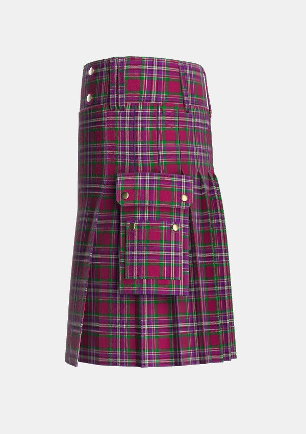 Utility_Lendrum_Lyon_version_Tartan_3366_kilt_left_image_with_pleated_design_and_adjustable_buckles_for_men