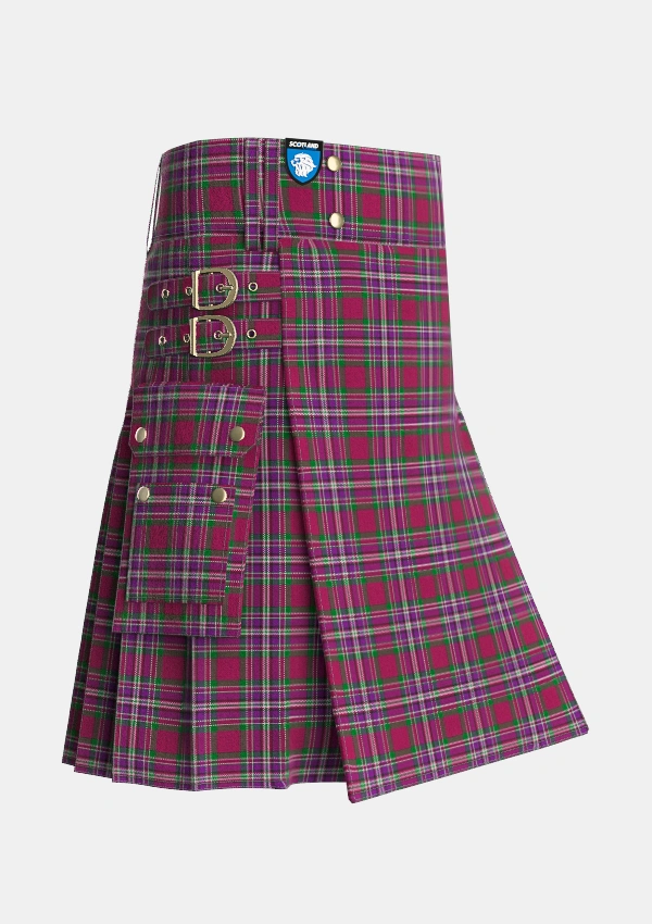 Utility_Lendrum_Lyon_version_Tartan_3366_kilt_side_image_with_pleated_design_and_adjustable_buckles_for_men