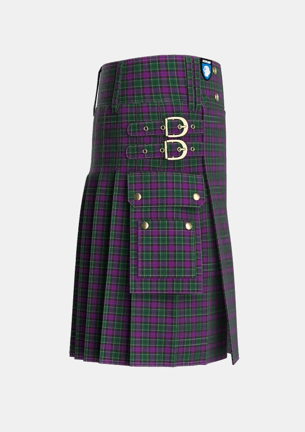Utility_Lennie_Tartan_725_kilt_right_image_with_pleated_design_and_adjustable_buckles_for_men