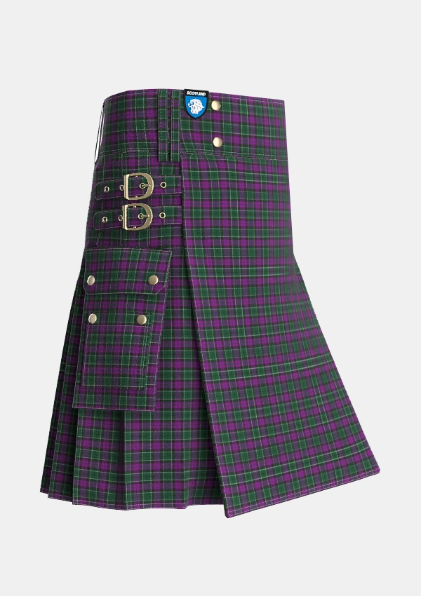 Utility_Lennie_Tartan_725_kilt_side_image_with_pleated_design_and_adjustable_buckles_for_men