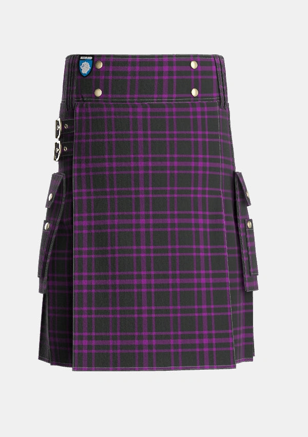 Utility_Leonard_Hunting_Tartan_5417_kilt_front_image_with_pleated_design_and_adjustable_buckles_for_men
