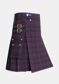 Utility_Leonard_Hunting_Tartan_5417_kilt_side_image_with_pleated_design_and_adjustable_buckles_for_men