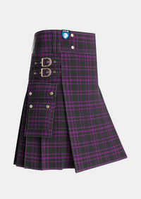 Utility_Leonard_Hunting_Tartan_5417_kilt_side_image_with_pleated_design_and_adjustable_buckles_for_men