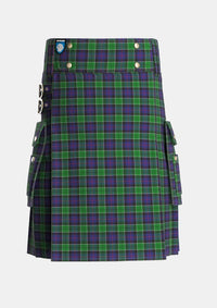 Utility_Leslie_Hunting_Tartan_1113_kilt_front_image_with_pleated_design_and_adjustable_buckles_for_men