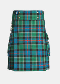 Utility_Leslie_tartan_kilt_front_image_with_pleated_design_and_adjustable_buckles_for_men