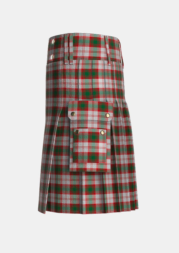 Utility_Lindsay_Dress_Red_Tartan_992_kilt_left_image_with_pleated_design_and_adjustable_buckles_for_men