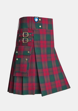Utility_Lindsay_tartan_kilt_side_image_with_pleated_design_and_adjustable_buckles_for_men