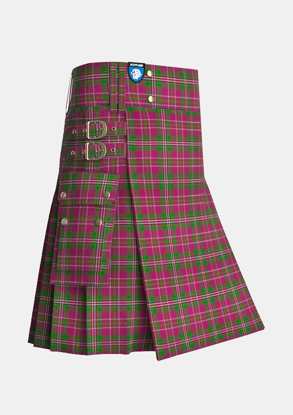 Utility_Little_Frogs_Tartan_11937_kilt_side_image_with_pleated_design_and_adjustable_buckles_for_men