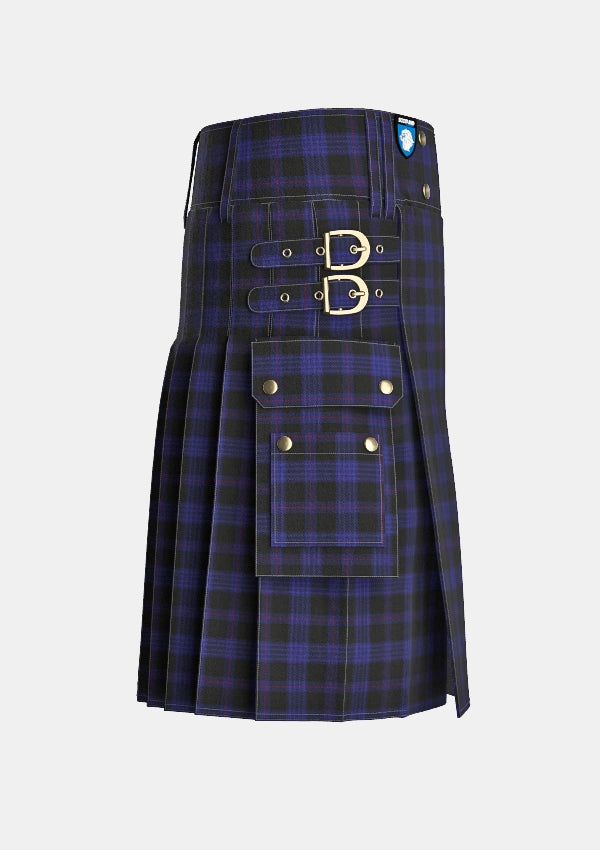 Utility_Little_Hunting_Tartan_7229_kilt_right_image_with_pleated_design_and_adjustable_buckles_for_men