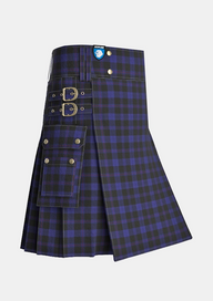 Utility_Little_Hunting_Tartan_7229_kilt_side_image_with_pleated_design_and_adjustable_buckles_for_men