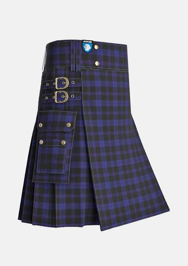 Utility_Little_Hunting_Tartan_7229_kilt_side_image_with_pleated_design_and_adjustable_buckles_for_men