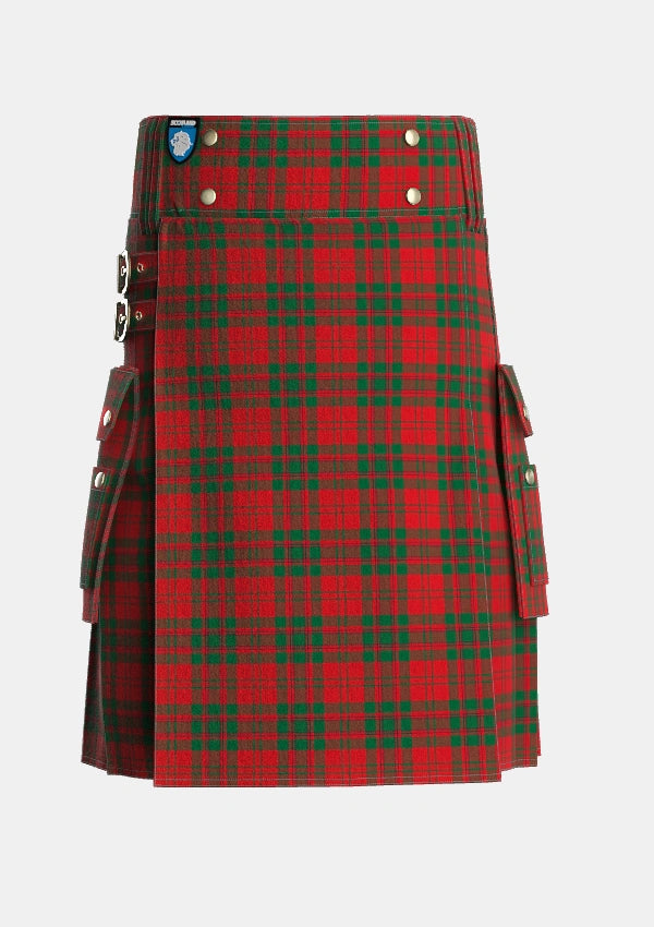 Utility_Livingston_Tartan_814_kilt_front_image_with_pleated_design_and_adjustable_buckles_for_men