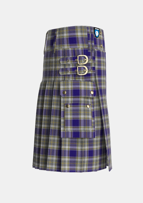 Utility_Livingstone_Dress_Tartan_650_kilt_right_image_with_pleated_design_and_adjustable_buckles_for_men