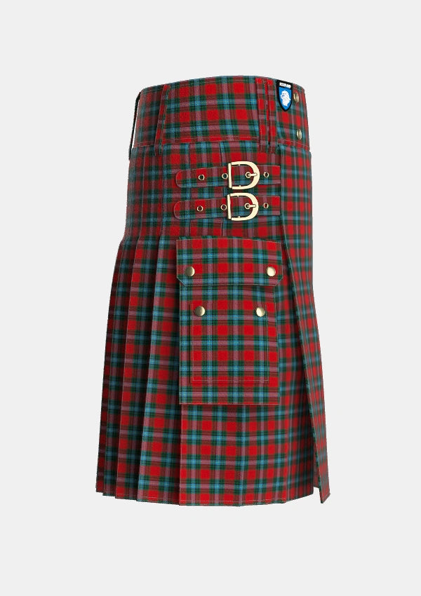 Utility_Livingstone_MacLay_MacLeay_Tartan_1488_kilt_right_image_with_pleated_design_and_adjustable_buckles_for_men