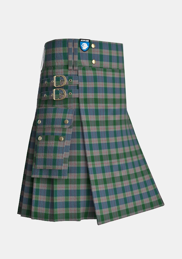 Utility_Lloyd_of_Wales_Tartan_5765_kilt_side_image_with_pleated_design_and_adjustable_buckles_for_men
