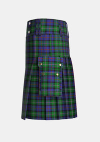 Utility_Loch_Carron_tartan_731_kilt_left_image_with_pleated_design_and_adjustable_buckles_for_men
