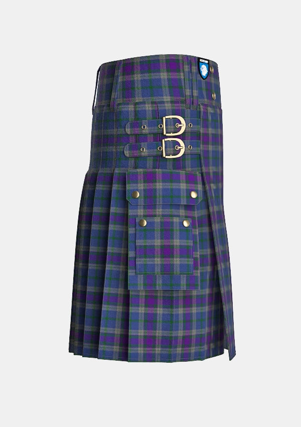 Utility_Loch_Lomond_Tartan_2712_kilt_right_image_with_pleated_design_and_adjustable_buckles_for_men