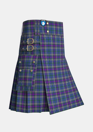 Utility_Loch_Lomond_Tartan_2712_kilt_side_image_with_pleated_design_and_adjustable_buckles_for_men