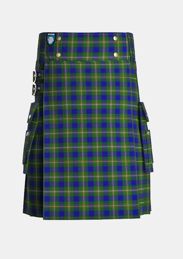 Utility_Loch_Tay_Tartan_10384_kilt_front_image_with_pleated_design_and_adjustable_buckles_for_men