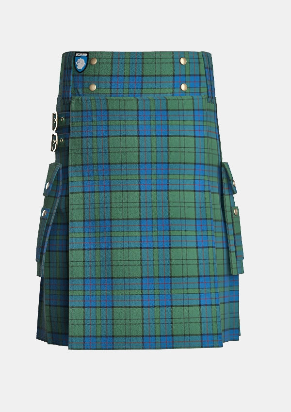 Utility_Lockhart_Tartan_2258_kilt_front_image_with_pleated_design_and_adjustable_buckles_for_men