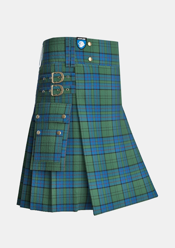 Utility_Lockhart_Tartan_2258_kilt_side_image_with_pleated_design_and_adjustable_buckles_for_men