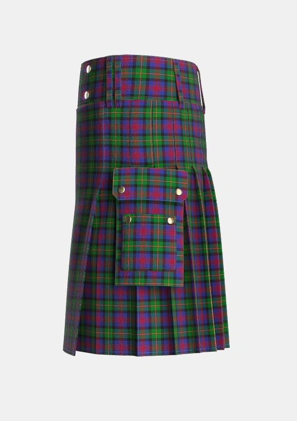 Utility_Logan_1831_Tartan_490_kilt_left_image_with_pleated_design_and_adjustable_buckles_for_men