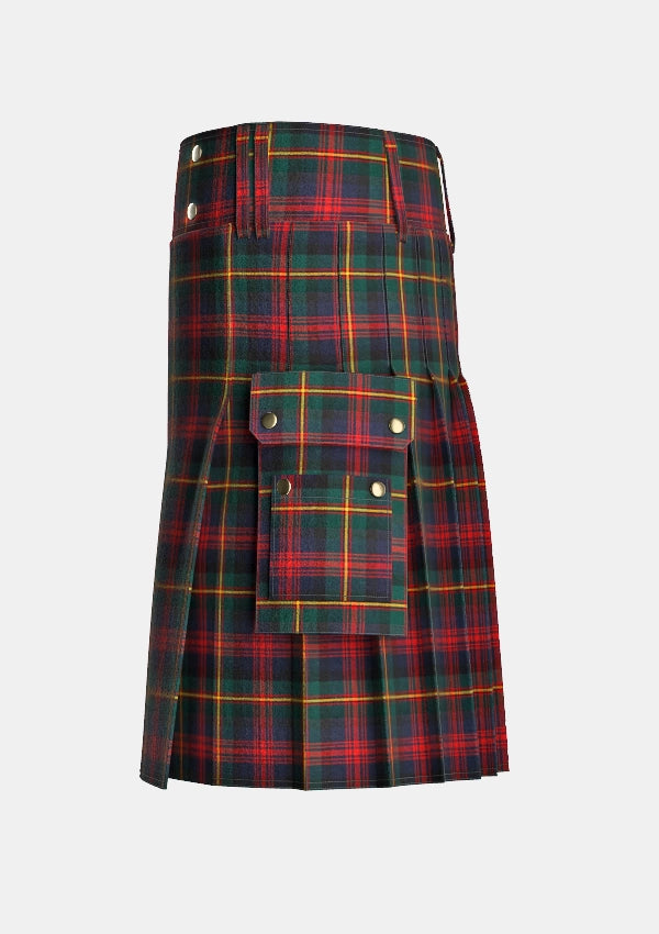 Utility_Logan_Modern_Tartan_kilt_left_image_with_pleated_design_and_adjustable_buckles_for_men