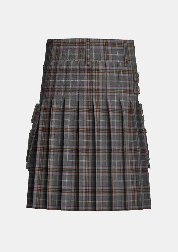 Utility_Lomond_Mist_tartan_10442_kilt_back_image_with_pleated_design_and_adjustable_buckles_for_men