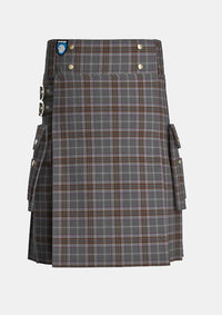 Utility_Lomond_Mist_tartan_10442_kilt_front_image_with_pleated_design_and_adjustable_buckles_for_men
