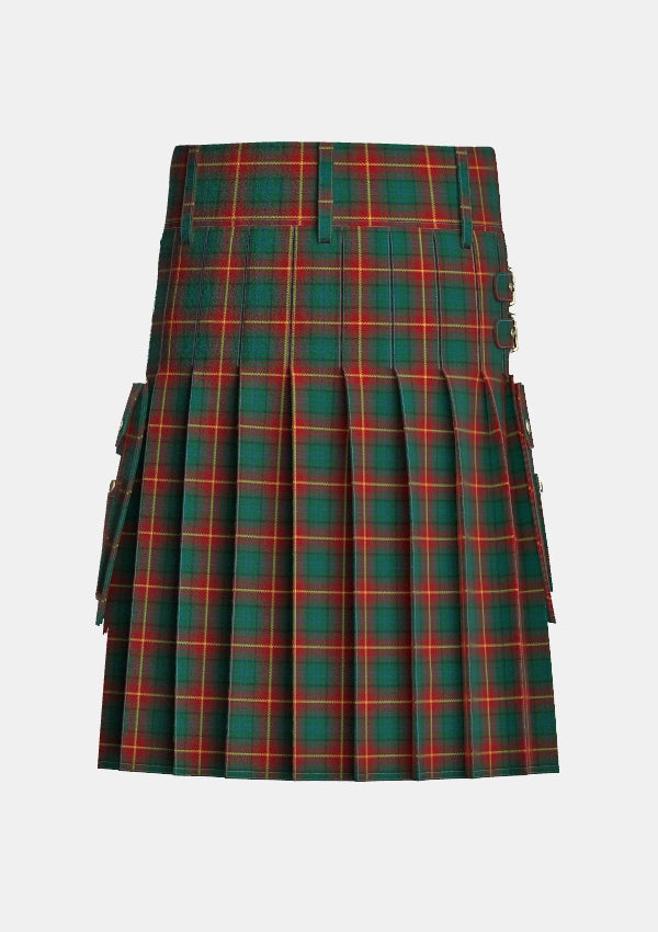 Utility_Lowland_Donnelly_tartan_10114_kilt_back_image_with_pleated_design_and_adjustable_buckles_for_men
