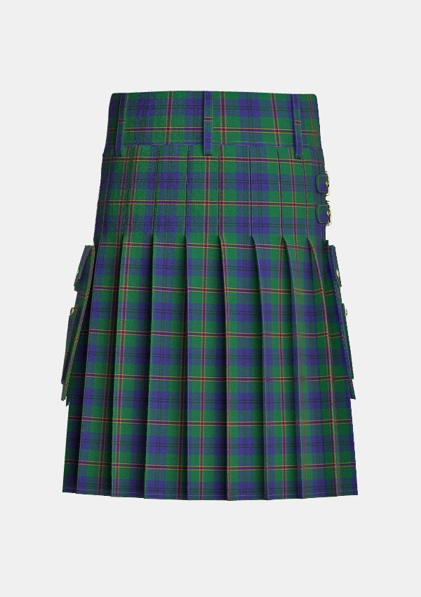 Utility_Lowry_Tartan_4220_kilt_back_image_with_pleated_design_and_adjustable_buckles_for_men