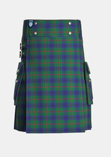 Utility_Lowry_Tartan_4220_kilt_front_image_with_pleated_design_and_adjustable_buckles_for_men