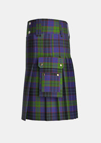 Utility_Lumsden_Hunting_tartan_2366_kilt_left_image_with_pleated_design_and_adjustable_buckles_for_men