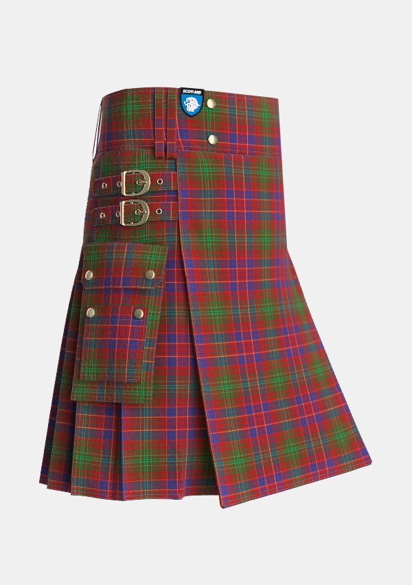 Utility_Lumsden_Short_Tartan_931_kilt_side_image_with_pleated_design_and_adjustable_buckles_for_men