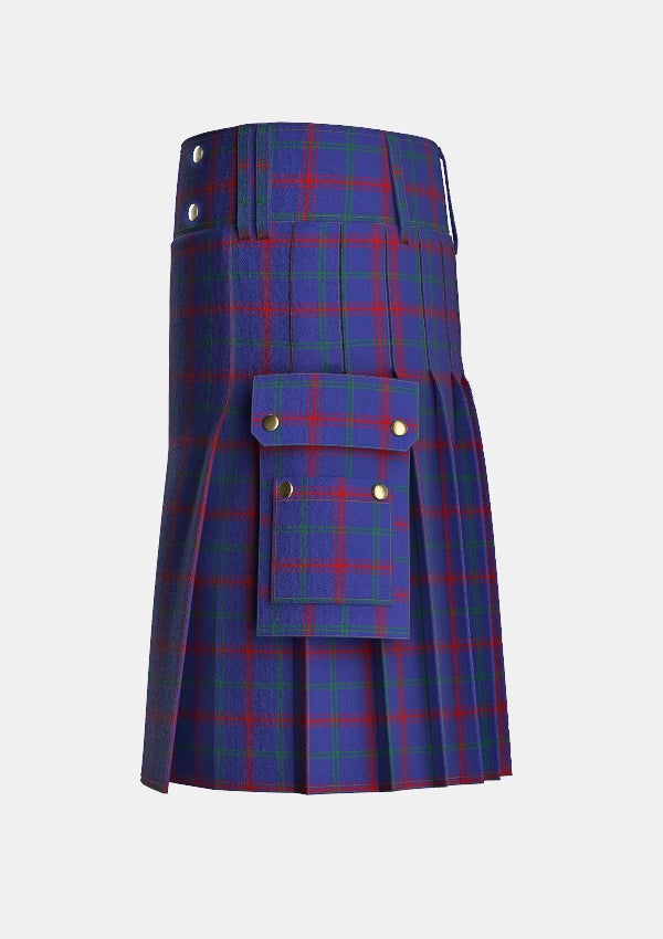 Utility_Lynch_tartan_2163_kilt_left_image_with_pleated_design_and_adjustable_buckles_for_men
