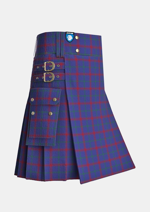 Utility_Lynch_tartan_2163_kilt_side_image_with_pleated_design_and_adjustable_buckles_for_men