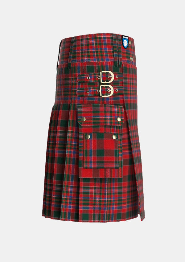 Utility_MacAlister_1831_Tartan_579_kilt_right_image_with_pleated_design_and_adjustable_buckles_for_men
