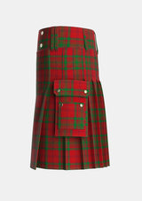 Utility_MacAlister_of_Glenbarr_Tartan_877_kilt_left_image_with_pleated_design_and_adjustable_buckles_for_men