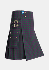 Utility_MacArthur_of_Milton_Hunting_Tartan_700_kilt_side_image_with_pleated_design_and_adjustable_buckles_for_men