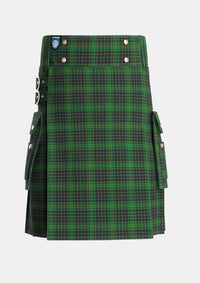 Utility_MacAulay_Hunting_2_Tartan_827_kilt_front_image_with_pleated_design_and_adjustable_buckles_for_men