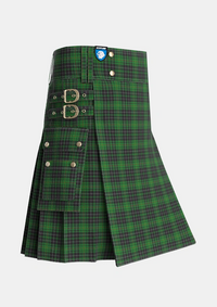 Utility_MacAulay_Hunting_2_Tartan_827_kilt_side_image_with_pleated_design_and_adjustable_buckles_for_men