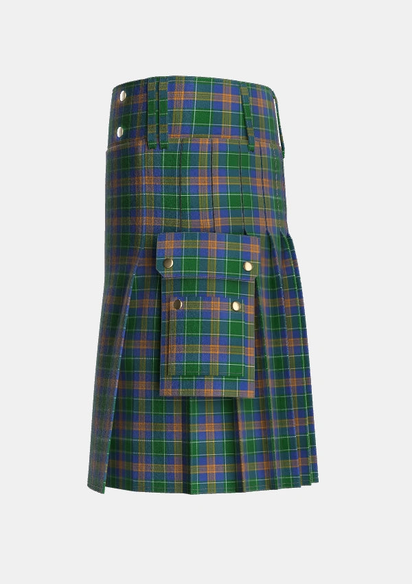 Utility_MacAuliffe_McAucliffe_Tartan_2839_kilt_left_image_with_pleated_design_and_adjustable_buckles_for_men