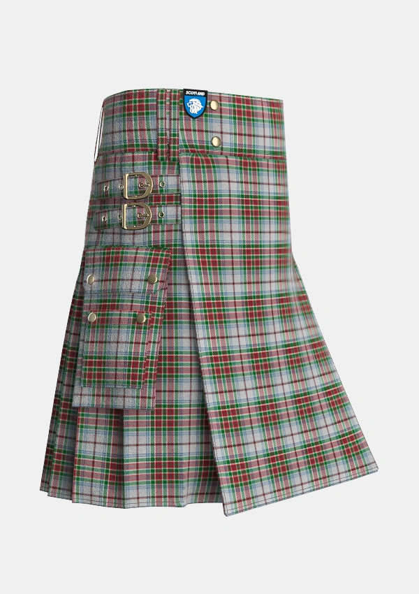 Utility_MacBean_Dress_Tartan_2415_kilt_side_image_with_pleated_design_and_adjustable_buckles_for_men