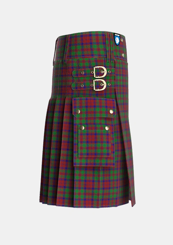 Utility_MacBean_of_Tomatin_Tartan_3342_kilt_right_image_with_pleated_design_and_adjustable_buckles_for_men