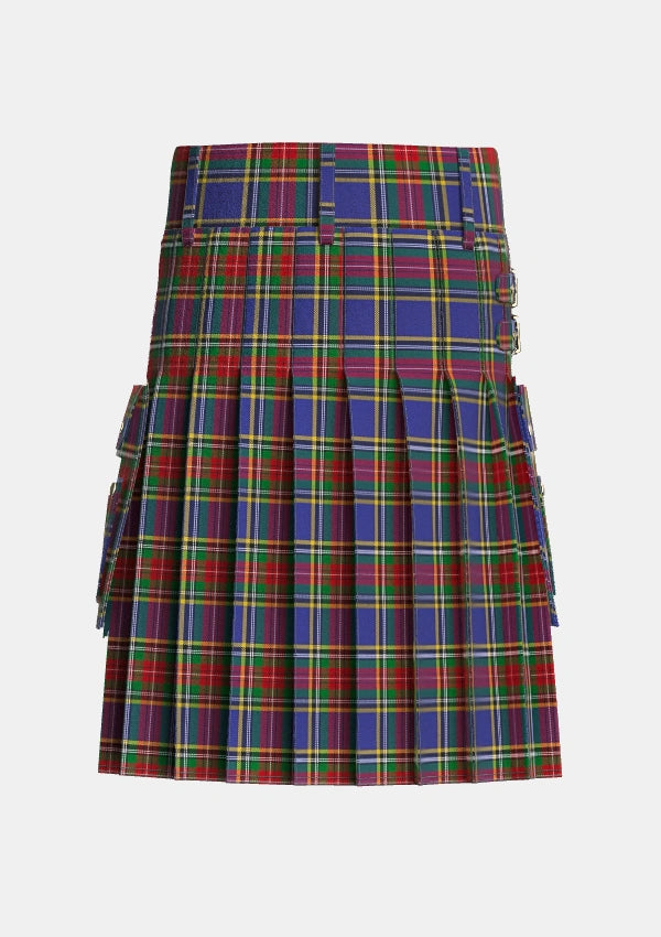 Utility_MacBeth_2_Tartan_678_kilt_back_image_with_pleated_design_and_adjustable_buckles_for_men