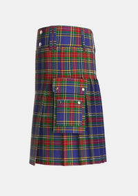 Utility_MacBeth_2_Tartan_678_kilt_left_image_with_pleated_design_and_adjustable_buckles_for_men