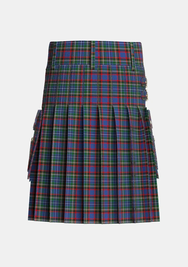 Utility_MacBeth_MacLulich_Tartan_557_kilt_back_image_with_pleated_design_and_adjustable_buckles_for_men