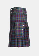 Utility_MacBeth_MacLulich_Tartan_557_kilt_left_image_with_pleated_design_and_adjustable_buckles_for_men