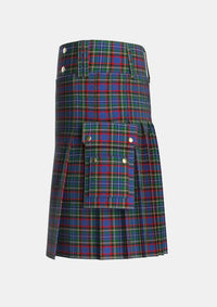 Utility_MacBeth_MacLulich_Tartan_557_kilt_left_image_with_pleated_design_and_adjustable_buckles_for_men