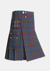 Utility_MacBeth_MacLulich_Tartan_557_kilt_side_image_with_pleated_design_and_adjustable_buckles_for_men